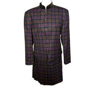 Vintage Wool Plaid Suit Set - Skirt & Jacket Tartan